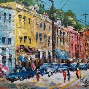Main Street, ELLICOTT CITY, Maryland-Pen King-A3059-Home Decor Holiday Artwork Texture Painting Dining Wall Art