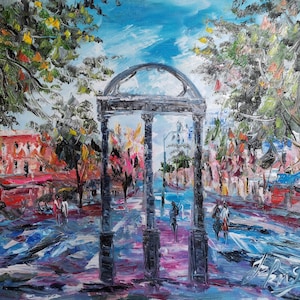 Snow Arch Gate, Broad St. in University, Athen, Georgia-Pen King-BA3975-Home Dekor Urlaub Kunstwerk Textur Malerei Esszimmer Wandkunst