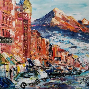 Livingston, Montana-Pen King-A2320-Home Decor Holiday Artwork Texture Painting Dining Wall Art