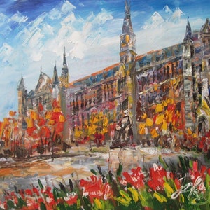 Main in Flowers, Located in Georgetown University-Pen King-A2242-Home Decor Holiday Artwork Texture Painting Dining Wall Art