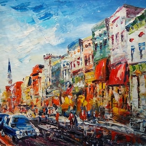 Main Street, Harrodsburg, Kentucky-Pen King-A1617-Home Decor Holiday Artwork Texture Painting Dining Wall Art