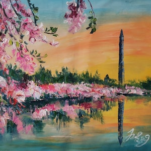 Sunset in Washington DC-Pen King-A2926-Home Decor Holiday Artwork Texture Painting Dining Wall Art