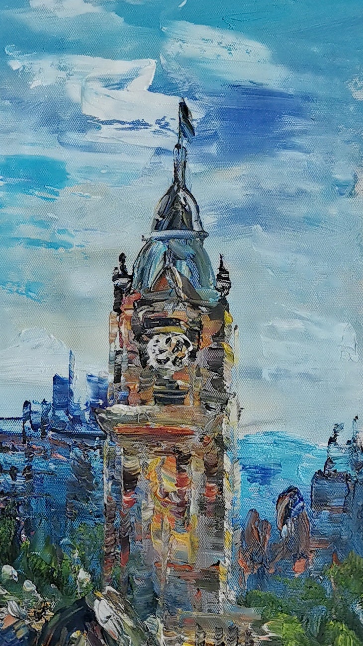 Blue Street Tower of Balmoral Hotel Edinburgh UK-Pen King-A3631-Home Decor Holiday Artwork Texture Painting Dining Wall