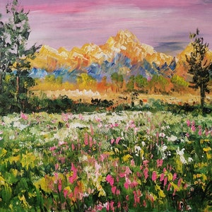 Blumenfeld, Grand Teton Nationalpark, Wyoming-Pen King-A3007-Home Decor Urlaub Kunstwerk Textur Malerei Essen Wandkunst