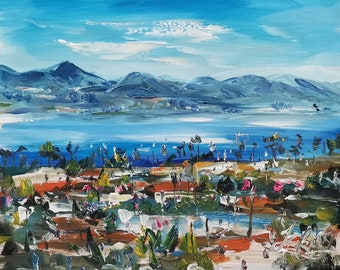 Santa Barbara, California-Pen King-X118-Home Decor Holiday Artwork Texture Painting Dining Wall Art