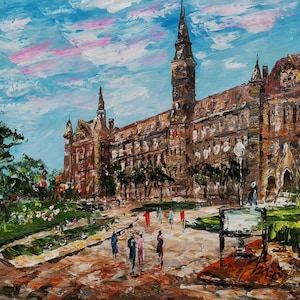 Main in University Campus, Georgetown, Washington DC-Pen King-A2593-Home Decor Holiday Artwork Texture Painting Dining Wall Art