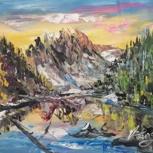 Sunset Lake Agnes, Banff National Park of Alberta, Canada-Pen King-A4365-Home Decor Holiday Artwork Texture Painting Dining Wall Art