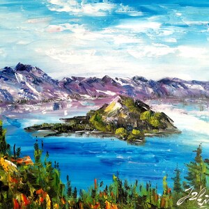 Crater Lake National Park, Oregon-Pen King-A3907-Home Decor Holiday Artwork Texture Painting Dining Wall Art
