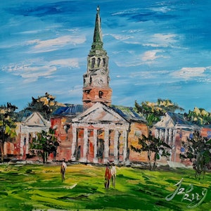 Wait Chapel,  Campus Located in Wake Forest University,  N. Carolina-Pen King-A3847-Home Decor Holiday Artwork Texture Painting Dining Wall