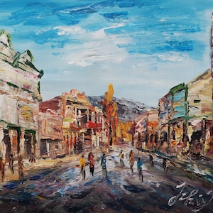 Yreka California Downtown-Pen King-A2378-Home Decor Holiday Artwork Texture Painting Dining Wall Art