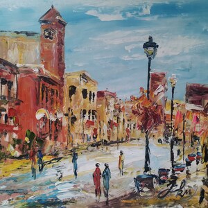 Young Street, Toronto Canada-Pen King-A3542-Home Décor Holiday Artwork Texture Painting Dining Wall