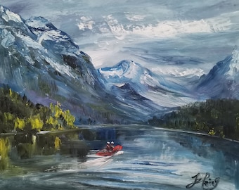 Moraine lake with canadian rockies, Alberta, Canada-Pen King-A4776-Home Decor Holiday Artwork Texture Painting Dining Wall Art