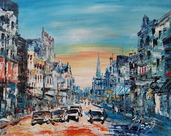 Main Street Racine, Wisconsin-Pen King-A3175-Home Decor Holiday Artwork Texture Painting Dining Wall Art