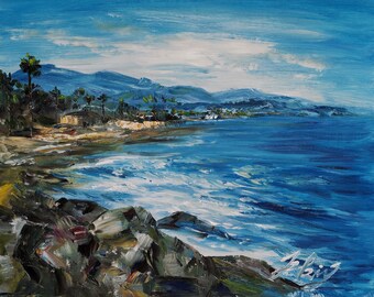 Bleibetter Strand in Santa Barbara, California-Pen King-A3865-Home Dekor Urlaub Kunstwerk Textur Malerei Esszimmer Wandkunst