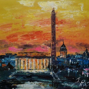 Great Sunset, Washington DC-Pen King-A2516-Home Decor Holiday Artwork Texture Painting Dining Wall Art