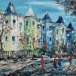 Walking 29th Street, Georgetown, Washington, DC-Pen King-A3339-Home Decor Holiday Artwork Texture Painting Dining Wall Art
