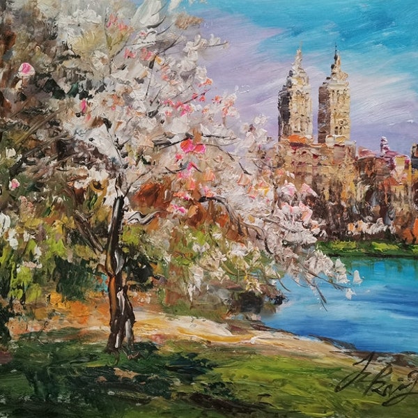Cherry Bloom, Central Park-Pen King-A2710-Home Decor Holiday Artwork Texture Painting Dining Wall Art