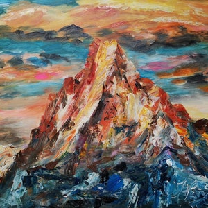 Himalaya in Dawn-Pen King-A2660-Home Decor Holiday Artwork Texture Painting Dining Wall Art