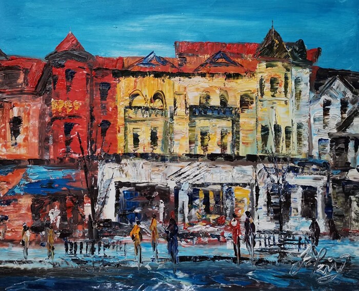 18th Street Washington DC, SONGBYRD in Adams Morgan Neighborhood-Pen King-A2578-Home Decor Holiday Artwork Texture Painting Dining Wall Art