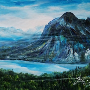Lake Louise Banff National Park Canada-Pen King-A2415-Home Decor Holiday Artwork Texture Painting Dining Wall Art
