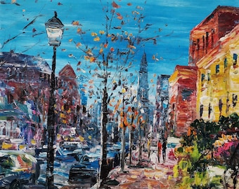 lexandria King Street Old Town, Virginia-Pen King-A2474-Home Decor Holiday Artwork Texture Painting Dining Wall Art