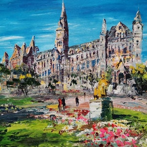 Old Main, Located in University Campus, Georgetown Washington DC-Pen King-A2454-Home Decor Holiday Artwork Texture Painting Dining Wall Art