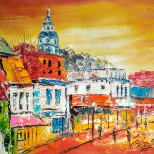 Annapolis Maryland Downtown Over Main Street-Pen King-A2062-Home Decor Holiday Artwork Texture Painting Dining Wall Art