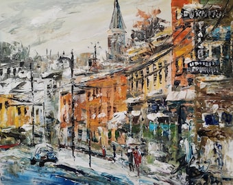 Main Street, ELLICOTT CITY, Maryland-Pen King-A3082-Home Decor Holiday Artwork Texture Painting Dining Wall Art