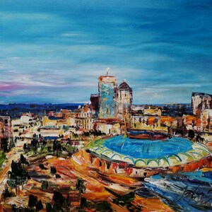 Wichita Skyline Kansas-Pen King-A2411-Home Decor Holiday Artwork Texture Painting Dining Wall Art