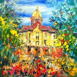 Golden Dome, befindet sich in der Universität von Notre Dame-Pen König-A1135-Home Decor Urlaub Kunstwerk Textur Malerei Essen Wandkunst