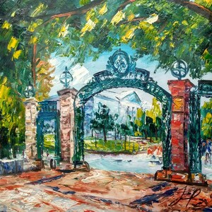 Spring Sather Gate in Campus, Berkeley California-Pen King-A2172-Home Decor Holiday Artwork Texture Painting Dining Wall Art