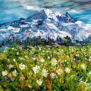 Mount Rainier National Park, Washington State-Pen King-A3949-Home Decor Holiday Artwork Texture Painting Dining Wall Art