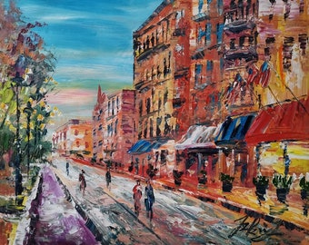 River Street, Savannah Railway Track, GA-Pen King-A3245-Home Decor Holiday Artwork Texture Painting Dining Wall Art