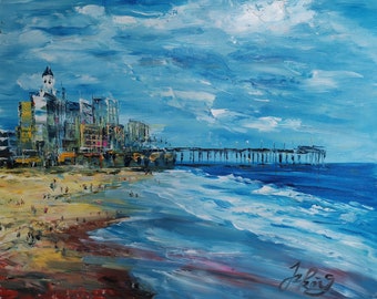 Vista al mar Virginia Beach, Virginia-Pen King-A3959-Home Decor Holiday Artwork Texture Painting Dining Wall Art