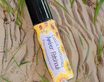 Amber Patchouli Roll On Perfume: Unisex Cedarwood Sandalwood Scent
