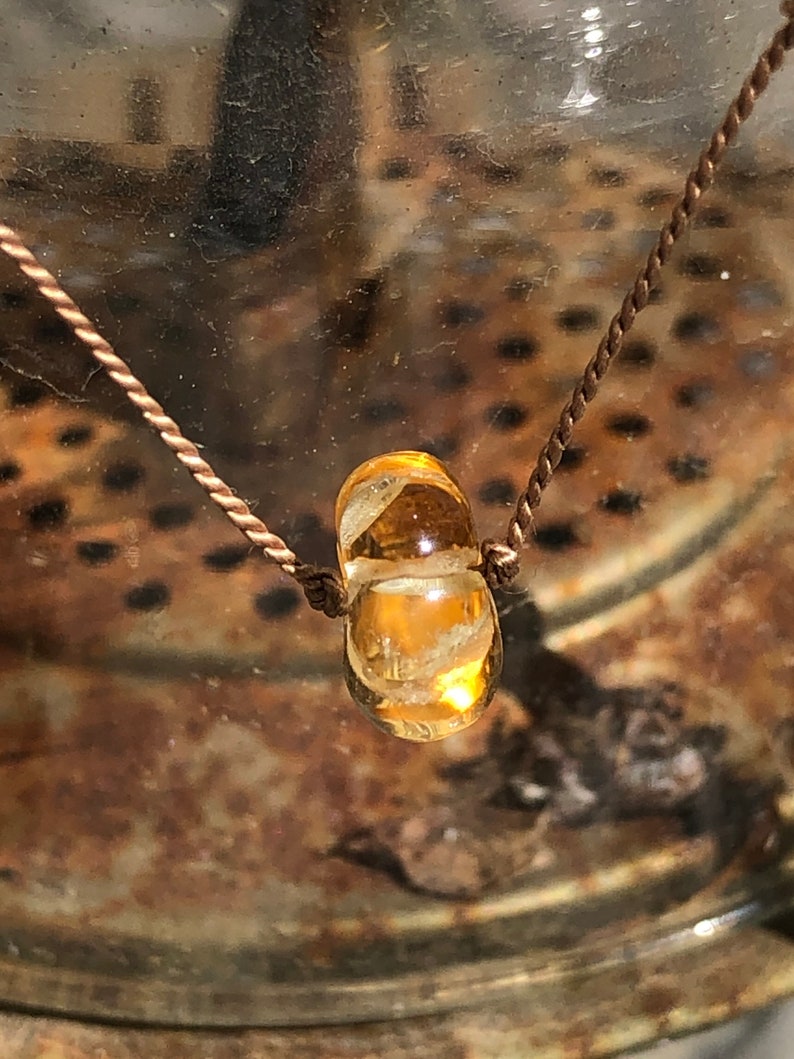 citrine and opal necklace on silk