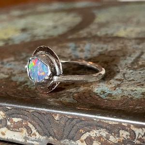SALE australian opal ring in silver and gold size 9