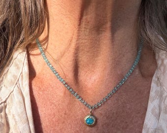 molten brass charm necklace with australian opal