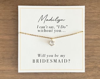 Bridesmaid Necklace  |  Bridesmaid Card  |  Bridesmaid Boxes  |  CZ Charm Necklace  |  Wedding Necklace  |  Solitaire Necklace