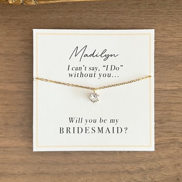 Bridesmaid Necklace  |  Bridesmaid Card  |  Bridesmaid Boxes  |  CZ Charm Necklace  |  Wedding Necklace  |  Solitaire Necklace