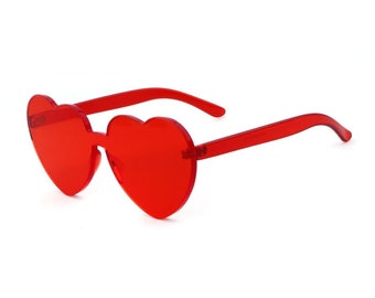 Lunettes de soleil coeur rouge | Lunettes de soleil de demoiselle d'honneur | Lunettes de soleil pour EVJF | Cadeaux pour fête | Cadeaux de demoiselle d'honneur | Fête de mariage