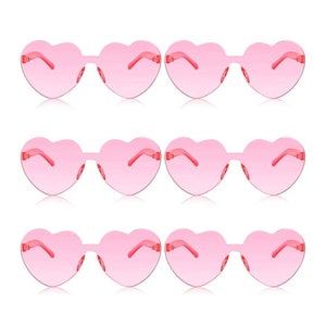 Retro Pink Heart Sunglasses  |  Frameless Heart Sunglasses  |  Heart Sunglasses
