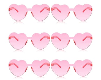 Retro Pink Heart Sunglasses  |  Frameless Heart Sunglasses  |  Heart Sunglasses