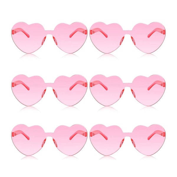 Retro Pink Heart Sunglasses  |  Frameless Heart Sunglasses  |  Heart Sunglasses