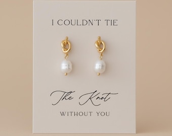 Tie the Knot bruidsmeisje oorbel kaart | Barokke parelknoopoorbellen | Voorstel bruidsmeisje | Geschenkdoos bruidsmeisje | Oorbellen bruidsmeisje | Ik wel