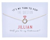 Gold - Bridesmaid Card - Bridesmaid Proposal - Ask Bridesmaid - Pop the question - Bridesmaid Gift -Charm Necklace