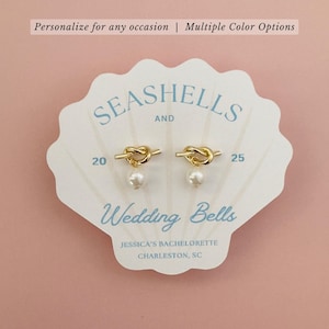Schelpen en trouwbellen | Vrijgezellenfeestgunsten | Vrijgezellenfeest | Kustbruiloft | Tie the Knot-oorbellen Last Toast cadeau bruidsmeisje