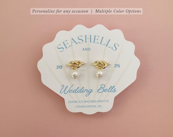 Conchas e Sinos de Casamento | Lembrancinhas para Despedida de Solteira | Chá de Panela | Casamento na Praia | Brincos "Tire o Nó" | Último Brinde | Presente para Madrinhas