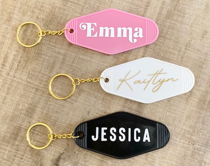 Vintage Motel Keychain Personalized Keychain Bridesmaid Etsy