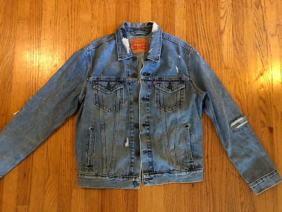 Levis destroyed and patched denim jacket - image 2